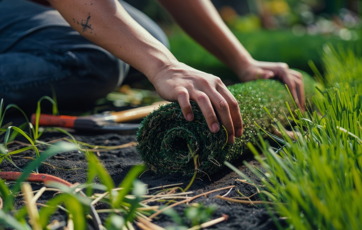 Professional artificial grass installation showing mud-free lawn solution in Des Plaines, IL
